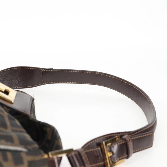 FENDI Zucca Canvas Shoulder Bag Black Brown gold Auth 129703 - Picture 9 of 16